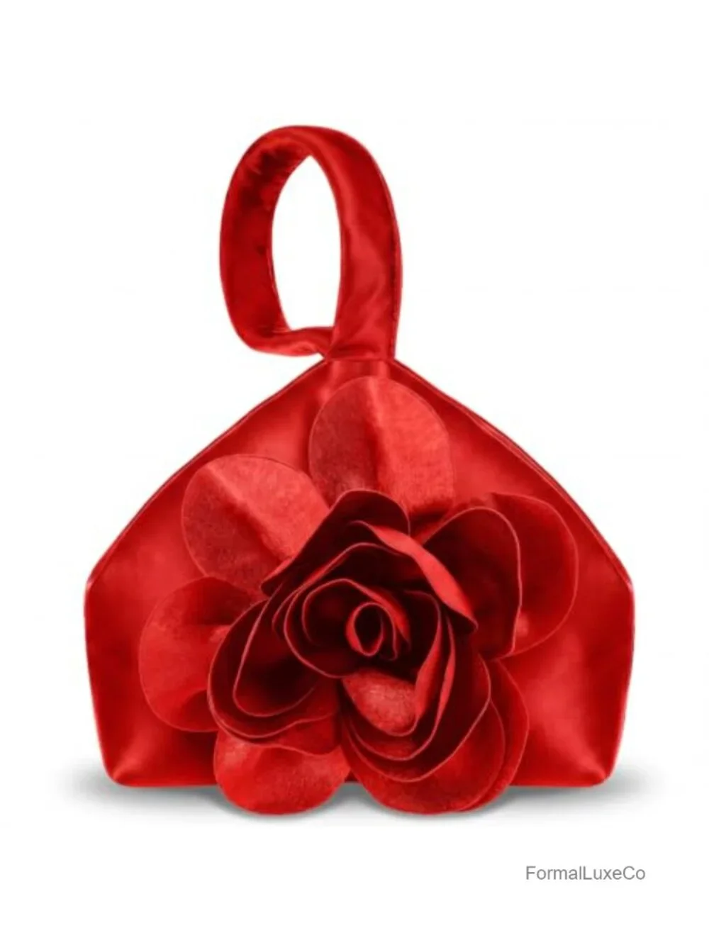 Satin Evening Clutch with 3D Floral Design Detachable Chain Wristlet